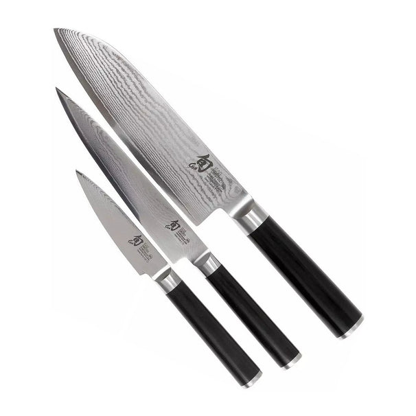 Set de cuchillos Kai Shun Classic - acero damasco de 32 capas - (Cuchillo de oficina + Cuchillo universal + Cuchillo Santoku) 3 piezas - DMS-310