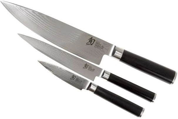 Set de cuchillos Kai Shun Classic - acero damasco de 32 capas - (Cuchillo de oficina + Cuchillo universal + Cuchillo de chef) 3 piezas - DMS-300
