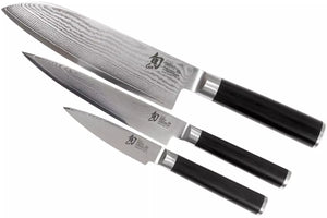 Set de cuchillos Kai Shun Classic - acero damasco de 32 capas - (Cuchillo de oficina + Cuchillo universal + Cuchillo Santoku) 3 piezas - DMS-310