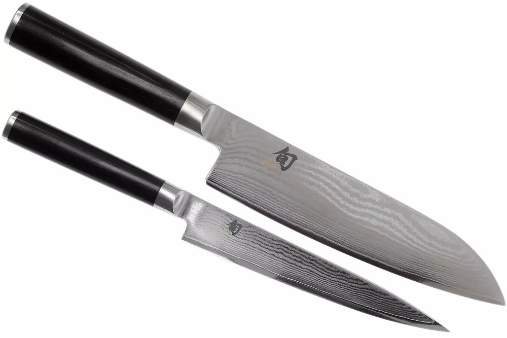 Set de cuchillos Kai Shun Classic - acero damasco de 32 capas - (Cuchillo universal + Cuchillo Santoku) 2 piezas - DMS-230