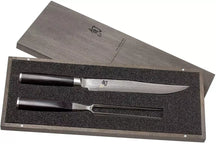 Set de cuchillos para trinchar Shun Classic - 32 capas de acero damasco - (Cuchillo para carne + Tenedor para carne) - 2 piezas - DMS-200