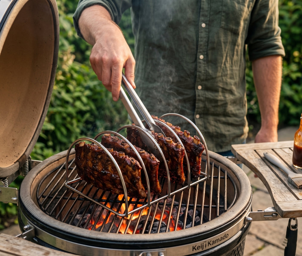 Keij Kamado Soporte para Costillas Small - Acero Inoxidable - para 4 costillas