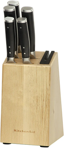 Bloque de cuchillos Gourmet Madera de abedul - 6 piezas - Afilador de cuchillos integrado