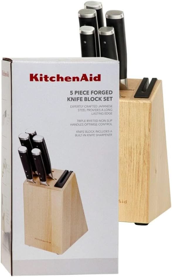 Bloque de cuchillos Gourmet Madera de abedul - 6 piezas - Afilador de cuchillos integrado