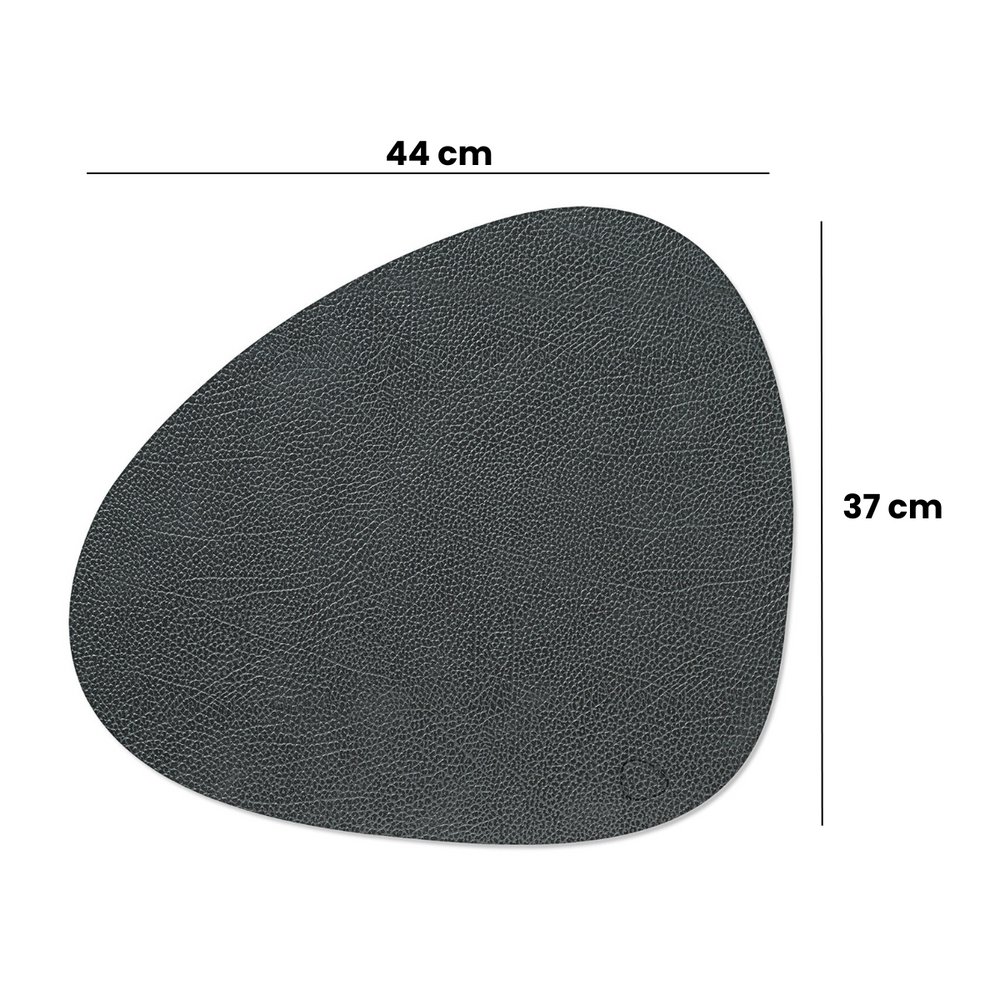 LIND DNA Manteles Individuales Hippo - Cuero - Antracita Negro - Curvado - 44 x 37 cm - 2 Piezas