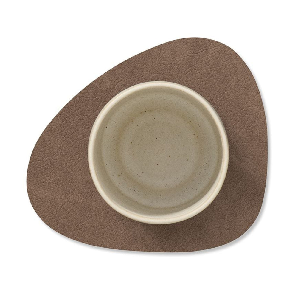LIND DNA Posavasos Nupo - Cuero - Marrón / Arena - reversible - 13 x 11 cm - 4 unidades