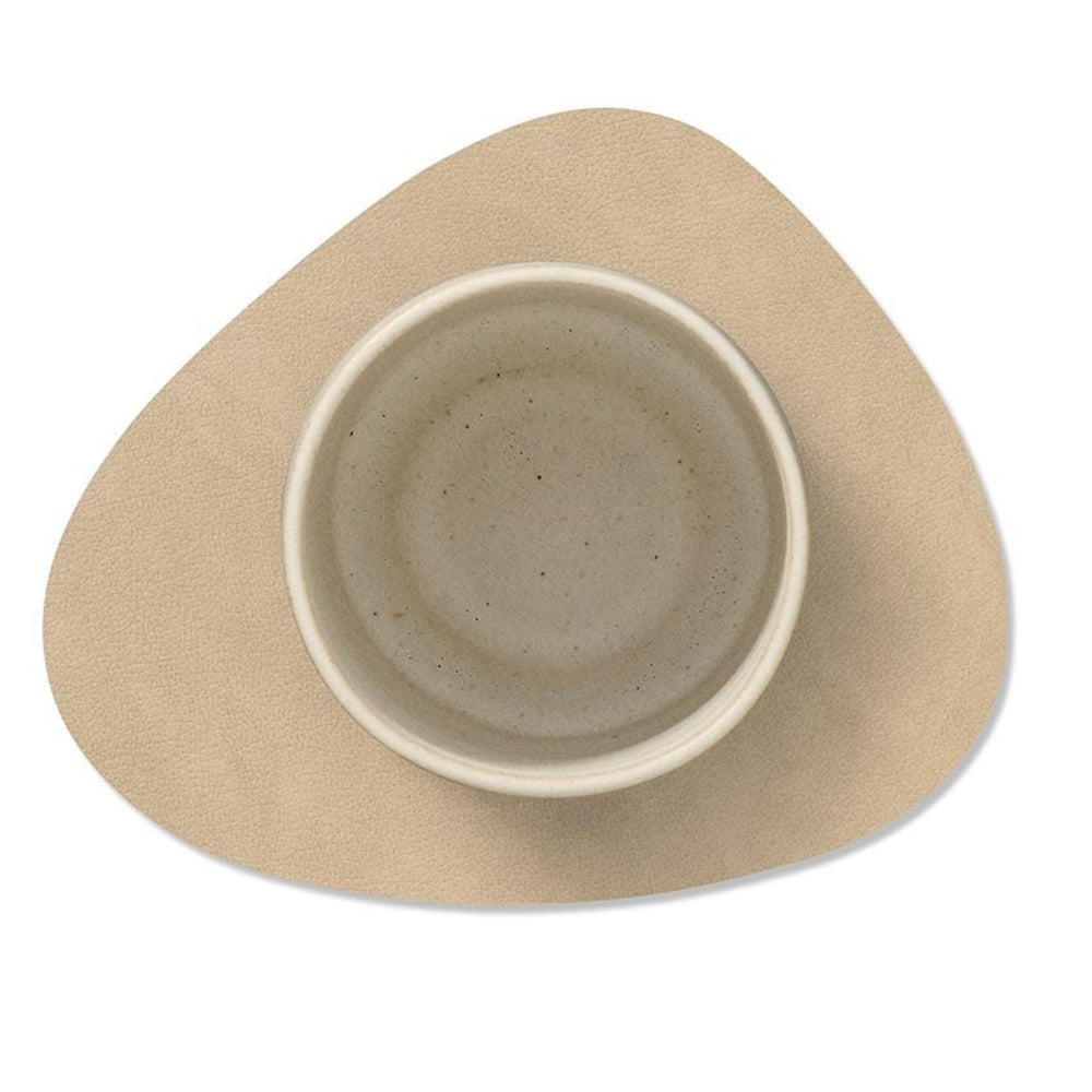 LIND DNA Posavasos Nupo - Cuero - Marrón / Arena - reversible - 13 x 11 cm - 4 unidades