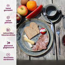 Cosy & Trendy Platos para desayuno / Platos para postre Organic - Laguna Blue Grey - 20 x 16 cm - 4 piezas