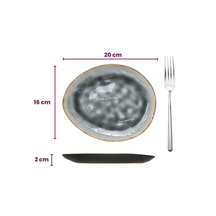 Cosy & Trendy Platos para desayuno / Platos para postre Organic - Laguna Blue Grey - 20 x 16 cm - 4 piezas
