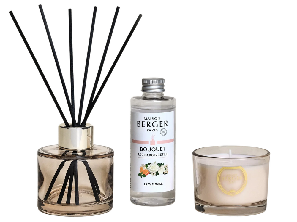 Maison Berger Set de regalo - Palitos aromáticos y vela perfumada - Eternity Nude - Lady Flower