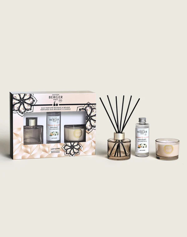 Maison Berger Set de regalo - Palitos aromáticos y vela perfumada - Eternity Nude - Lady Flower