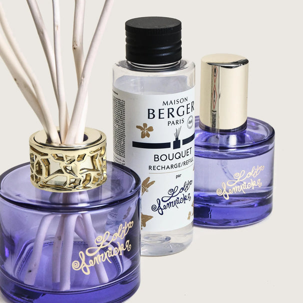 Set de regalo dúo Maison Berger Lolita Lempicka - Varitas aromáticas 80 ml y spray ambiental 50 ml - Púrpura