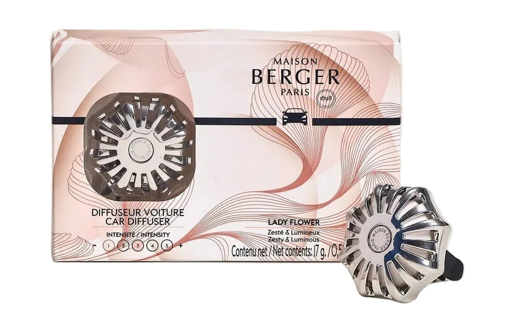 Maison Berger Autoparfum / Difusor de coche Coralie Silver - Lady Flower - Con recarga