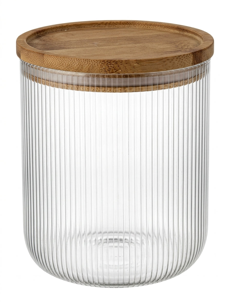 Cookinglife Juego de tarros de almacenamiento Boro Lines - Tapa de bambú - ø 11 cm - 980 ml - 3 piezas