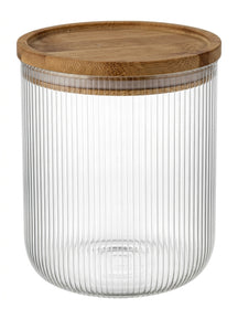 Cookinglife Juego de tarros de almacenamiento Boro Lines - Tapa de bambú - ø 11 cm - 980 ml - 3 piezas