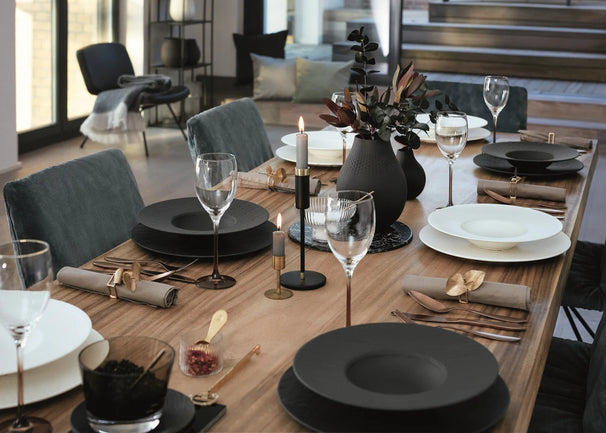 Villeroy & Boch Juego de Vajilla Manufacture Rock - Blanco 12 piezas / 4 personas - 4 platos de cena, 4 platos de desayuno y 4 platos para pasta
