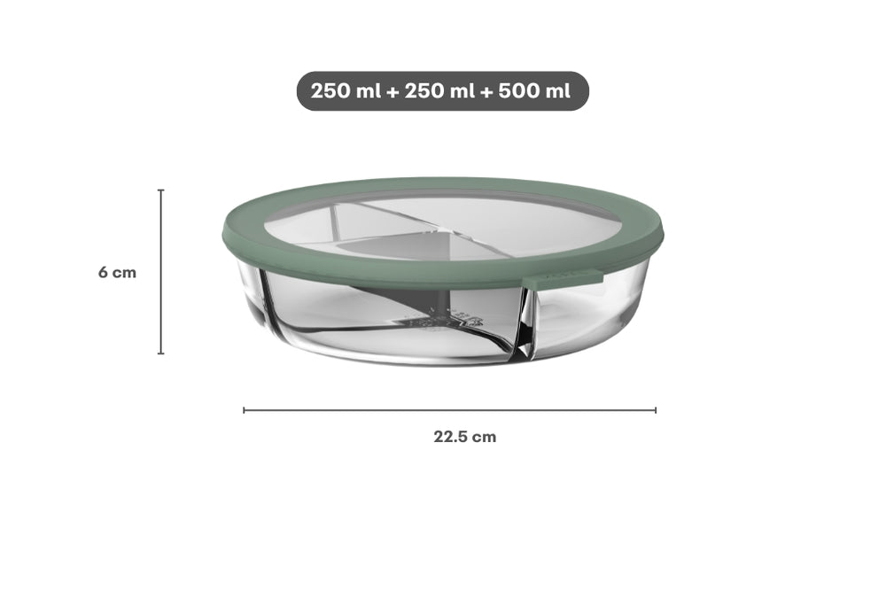 Mepal Tarro de Cristal Cirqula Nordic Sage 3 Compartimentos - 1 litro