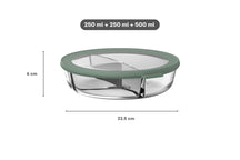 Mepal Tarro de Cristal Cirqula Nordic Sage 3 Compartimentos - 1 litro