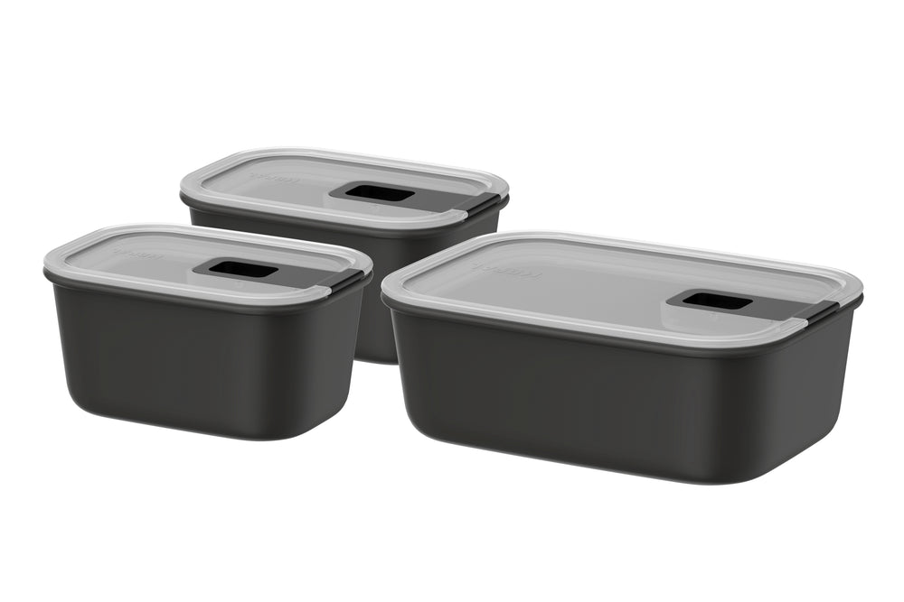 Mepal EasyClip recipientes de conservación Nordic Black 3 piezas - 2x 450 ml + 1 litro