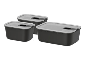 Mepal EasyClip recipientes de conservación Nordic Black 3 piezas - 2x 450 ml + 1 litro