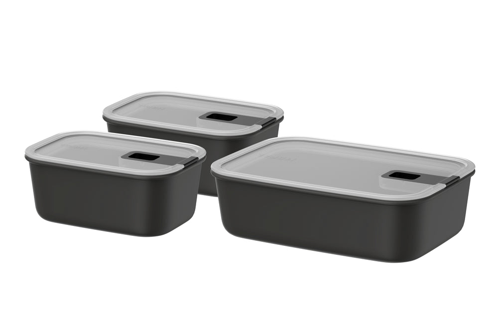Mepal EasyClip recipientes de conservación Nordic Black 3 piezas - 2x 700 ml + 1.5 litros
