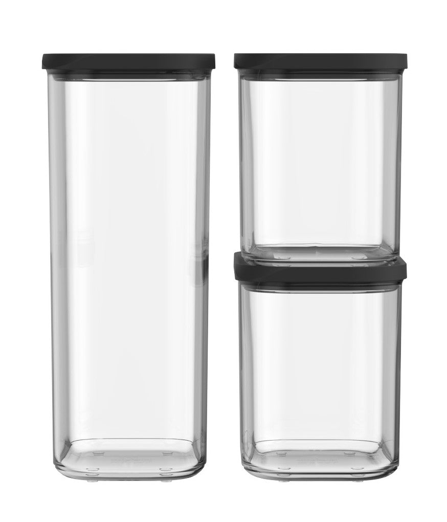 Mepal Tarros de Almacenamiento set Modula Negro 3 piezas