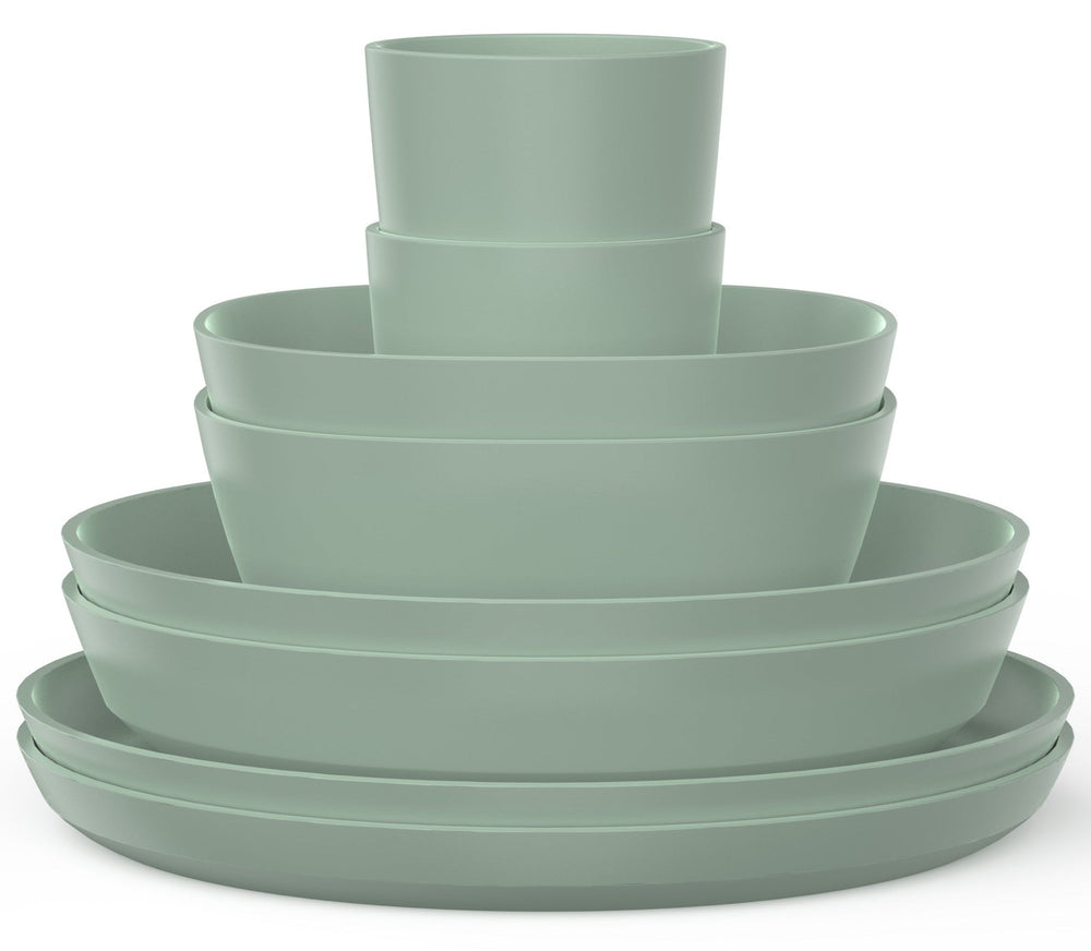 Mepal Serviesset Silueta Nordic Sage 8 piezas / 2 personas - 2 platos, 2 platos hondos, 2 cuencos y 2 tazas