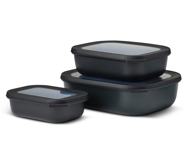 Mepal Contenedores Cirqula Nordic Black Rectangulares 3 piezas - 500 ml + 1 litro + 2 litros