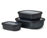 Mepal Contenedores de alimentos Cirqula Nordic Black Rectangulares 3 piezas - 500 ml + 1 litro + 2 litros