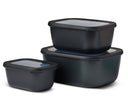 Mepal Contenedores de alimentos Cirqula Nordic Black Rectangular 3-piezas - 750 ml + 1.5 litros + 3 litros
