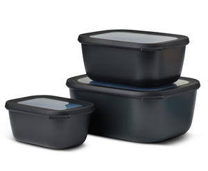 Mepal Contenedores Cirqula Nordic Black Rectangulares 3 piezas - 750 ml + 1.5 litros + 3 litros