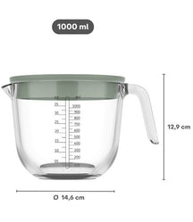 Mepal Jarra Medidora de Vidrio Chef It Nordic Sage - con Tapa - 1 litro