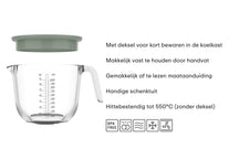 Mepal Jarra Medidora de Vidrio Chef It Nordic Sage - con Tapa - 1 litro