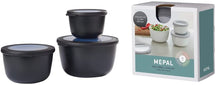 Mepal Contenedores Cirqula Nordic Black Redondo 3 piezas - 500 ml + 1 litro + 2 litros