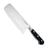 Messermeister Groentemes met Kuiltjes Meridian Elite 18 cm met zwart heft, vrijstaand op witte achtergrond
