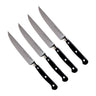 Messermeister Steakmessen Meridian Elite 12 cm 4 stuks met zwart heft, vrijstaand op witte achtergrond