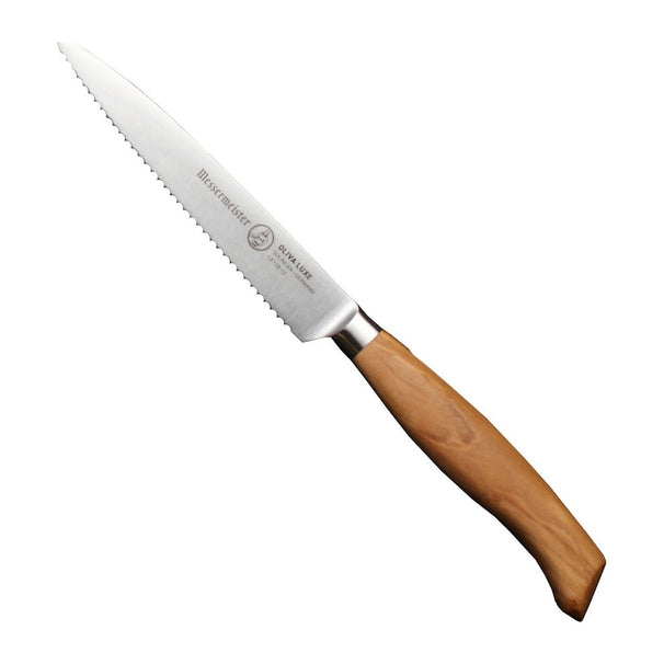Messermeister Cuchillo para tomate dentado Oliva Luxe Madera de Olivo 13 cm