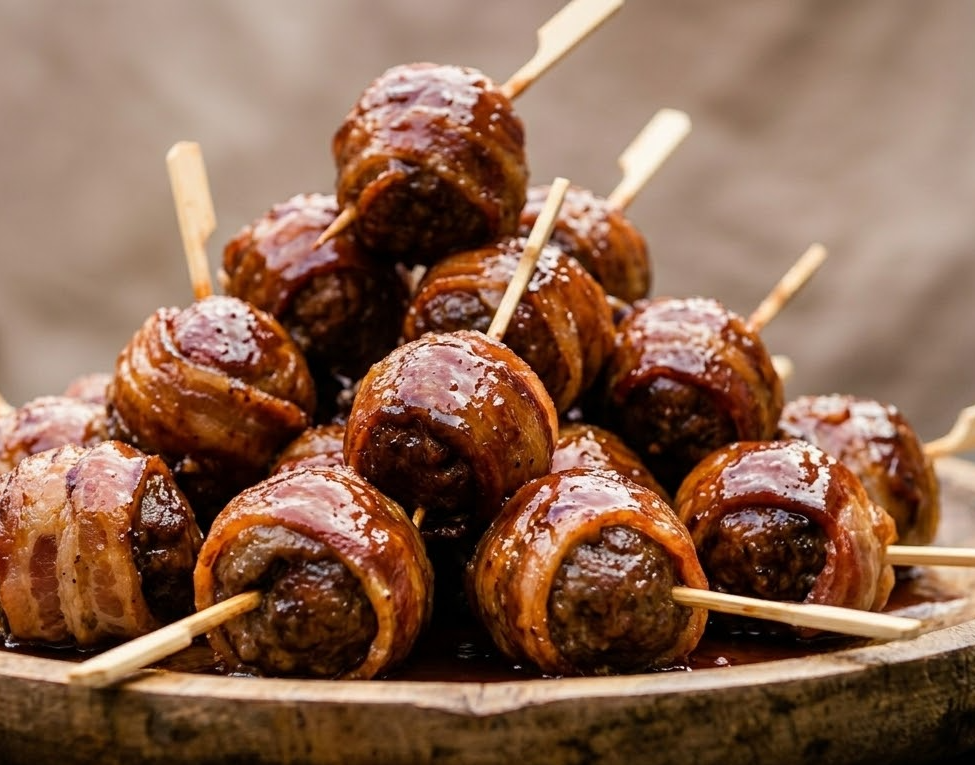 Bacon crujiente, albóndigas jugosas y un glaseado pegajoso. Un snack irresistible
