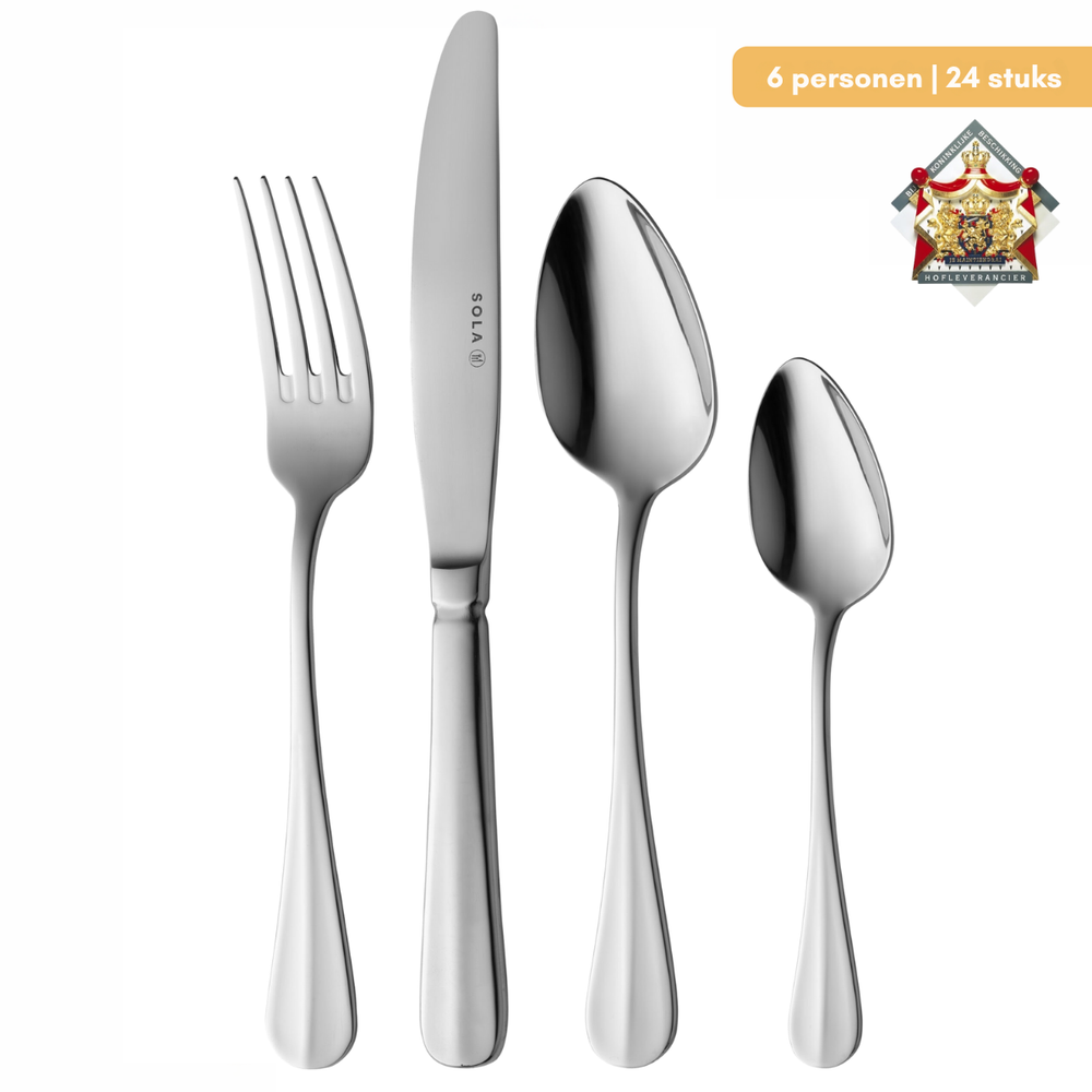Juego de cubiertos Sola Hollands Glad - Acero inoxidable 18/10 - 24 piezas / 6 personas