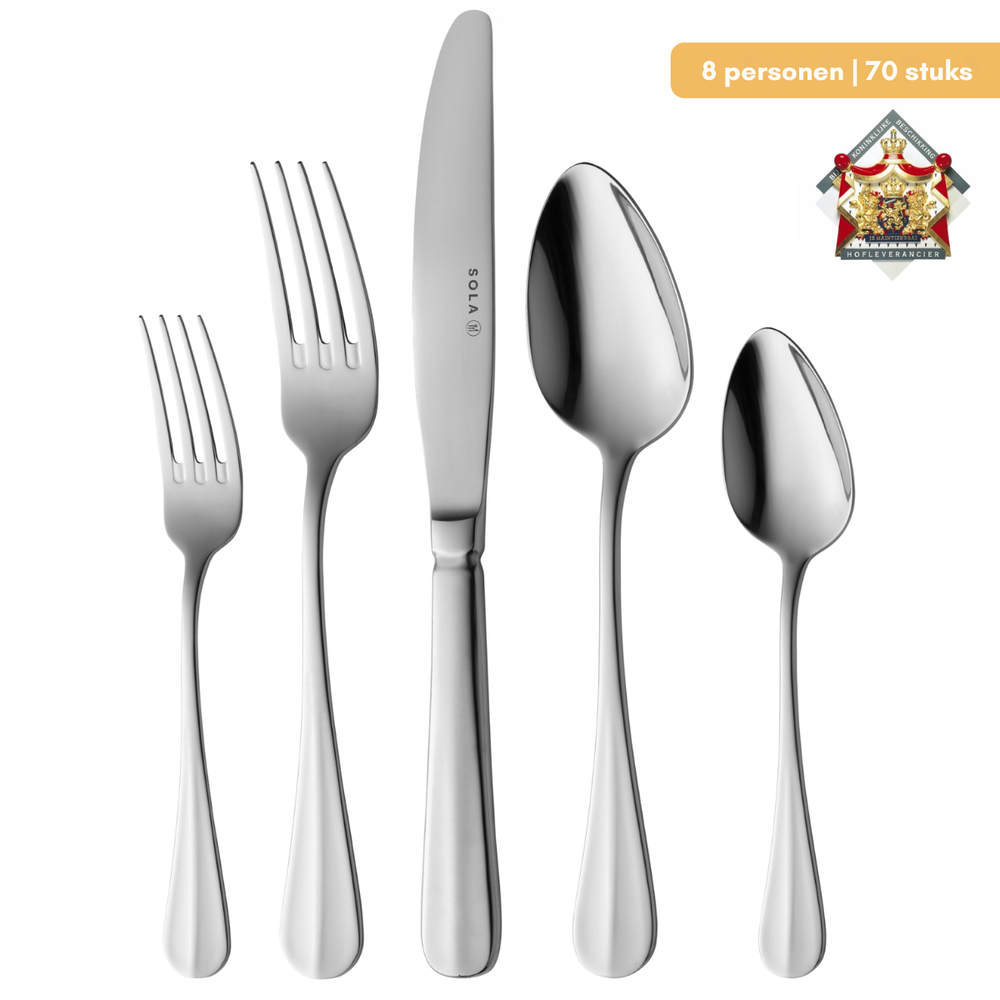Juego de cubiertos Sola Hollands Glad - Acero inoxidable 18/10 - 70 piezas / 8 personas