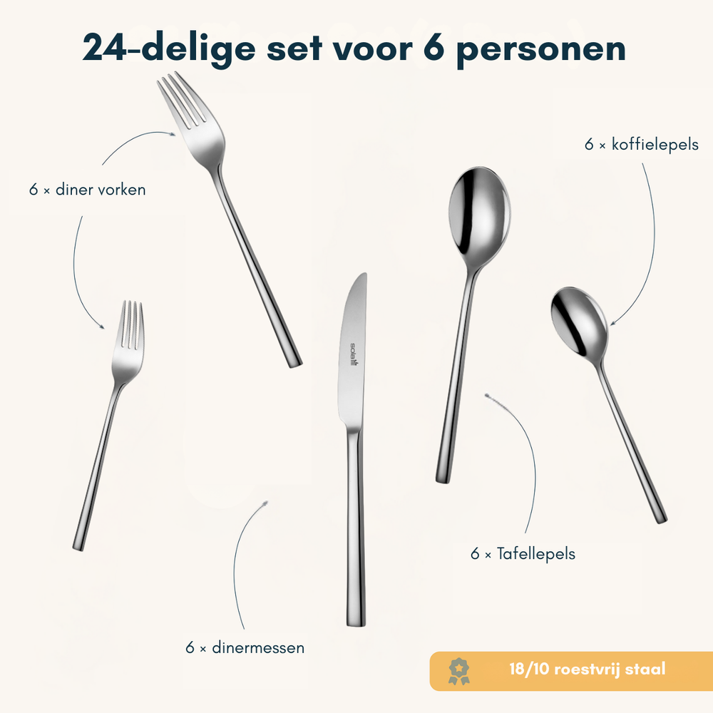 Juego de cubiertos Sola Montreux - Acero inoxidable 18/10 - 24 piezas / 6 personas