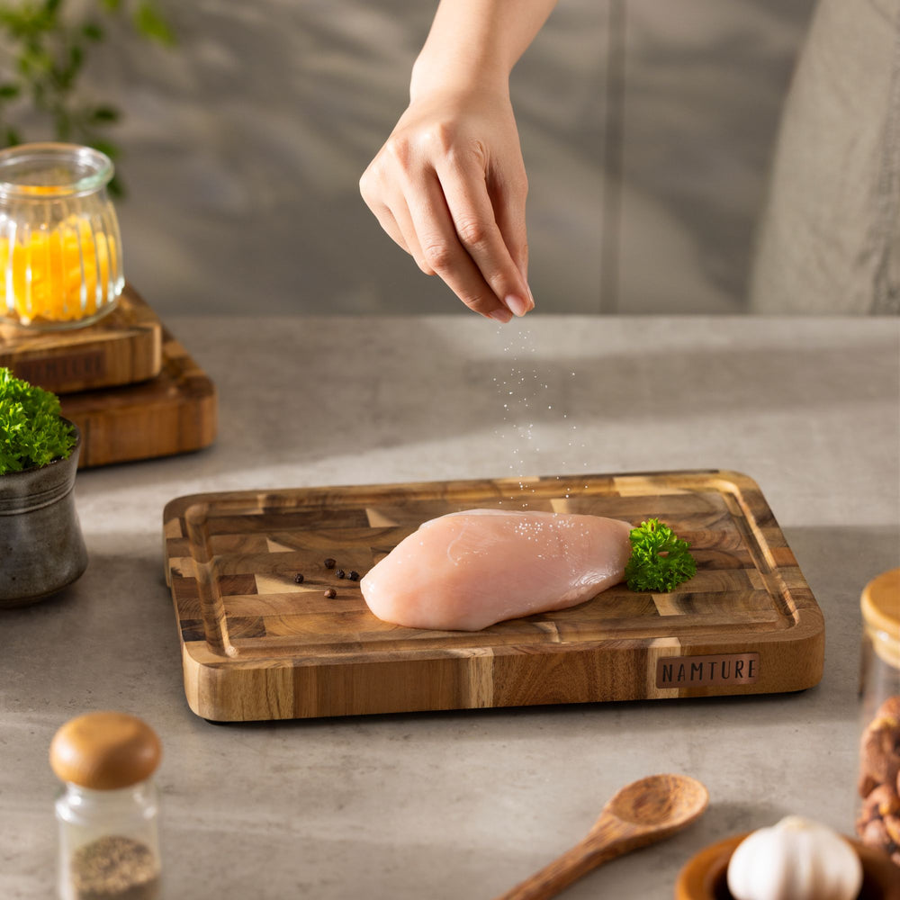 Namture Set de Tablas de Cortar Acacia Madera de Fin de Grano 2 piezas - M & XL - Tablas de Cortar y Preparar de Madera