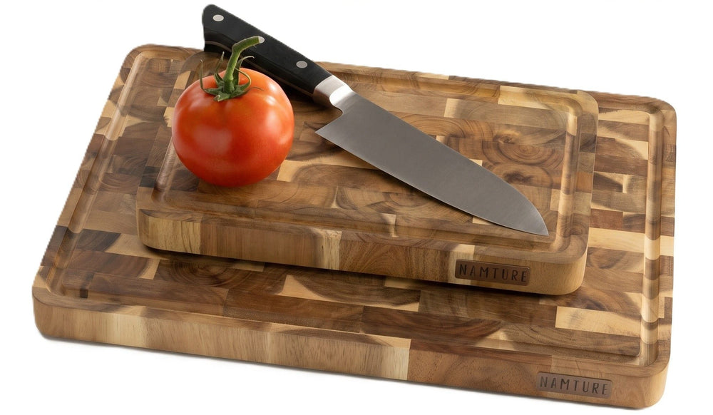 Namture Set de Tablas de Cortar Acacia Madera de Fin de Grano 2 piezas - M & XL - Tablas de Cortar y Preparar de Madera