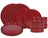ONA Juego de vajilla Fika Burgundy 12 piezas / 4 personas - 4 platos de cena, 4 platos de desayuno y 4 cuencos