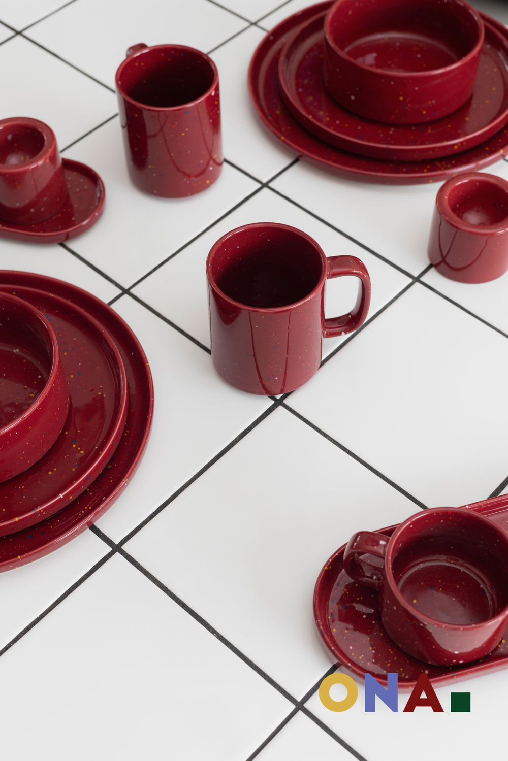 ONA Tazas Fika Burgundy 330 ml - 4 piezas