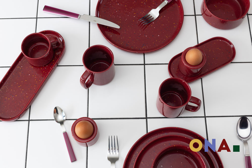 ONA Platos de Cena Fika Burgundy ø 25 cm - 4 Piezas
