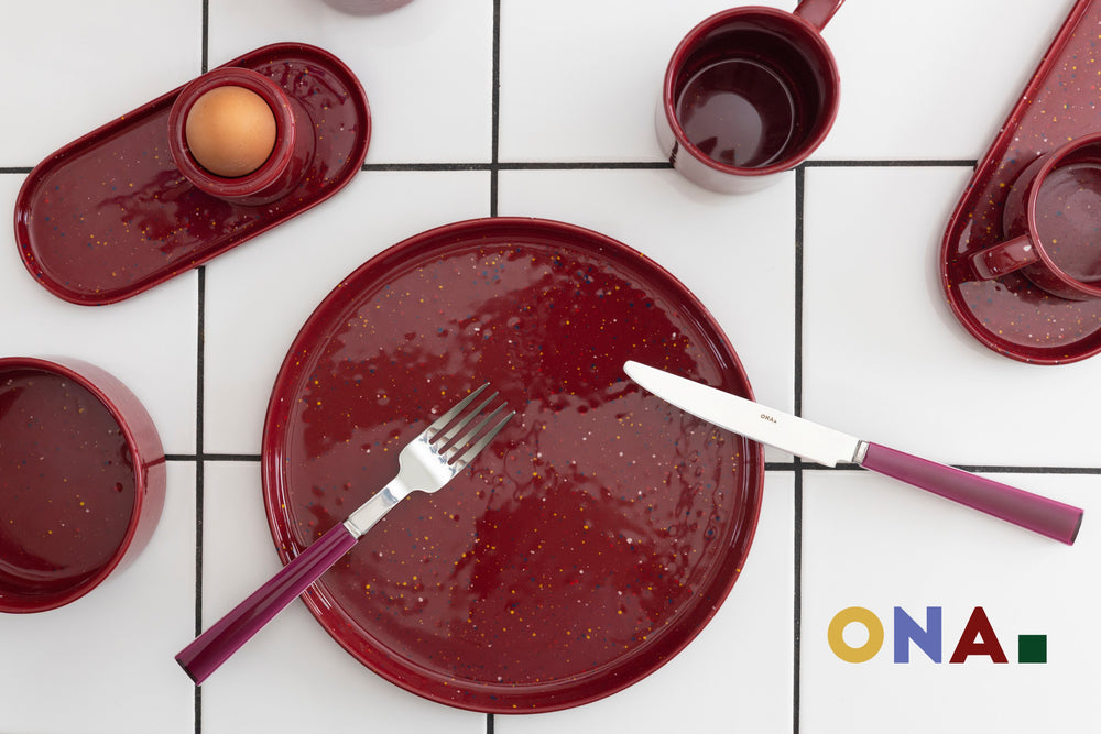 ONA Platos de Cena Fika Burgundy ø 25 cm - 4 Piezas