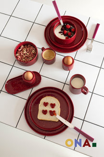ONA Platos de Cena Fika Burgundy ø 25 cm - 4 Piezas