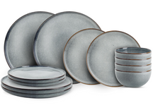 Ona Juego de vajilla Duna Blue 12 piezas / 4 personas - 4 platos de cena, 4 platos de desayuno y 4 cuencos