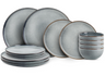 Ona Juego de vajilla Duna Blue 12 piezas / 4 personas - 4 platos de cena, 4 platos de desayuno y 4 cuencos